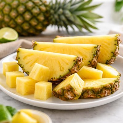 Bucăți de ananas dulce și suculent
